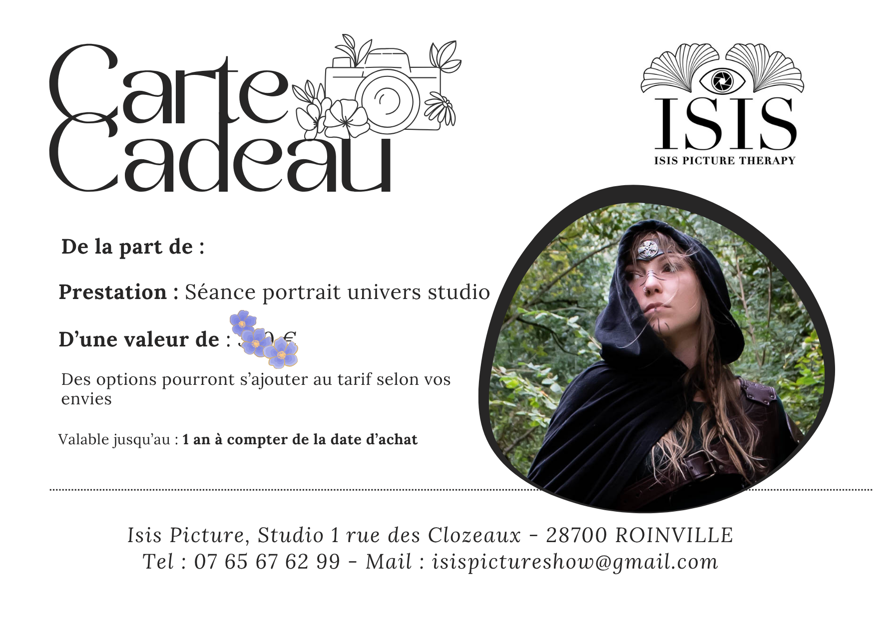 Carte Cadeau téléchargeable - Séance portrait Univers